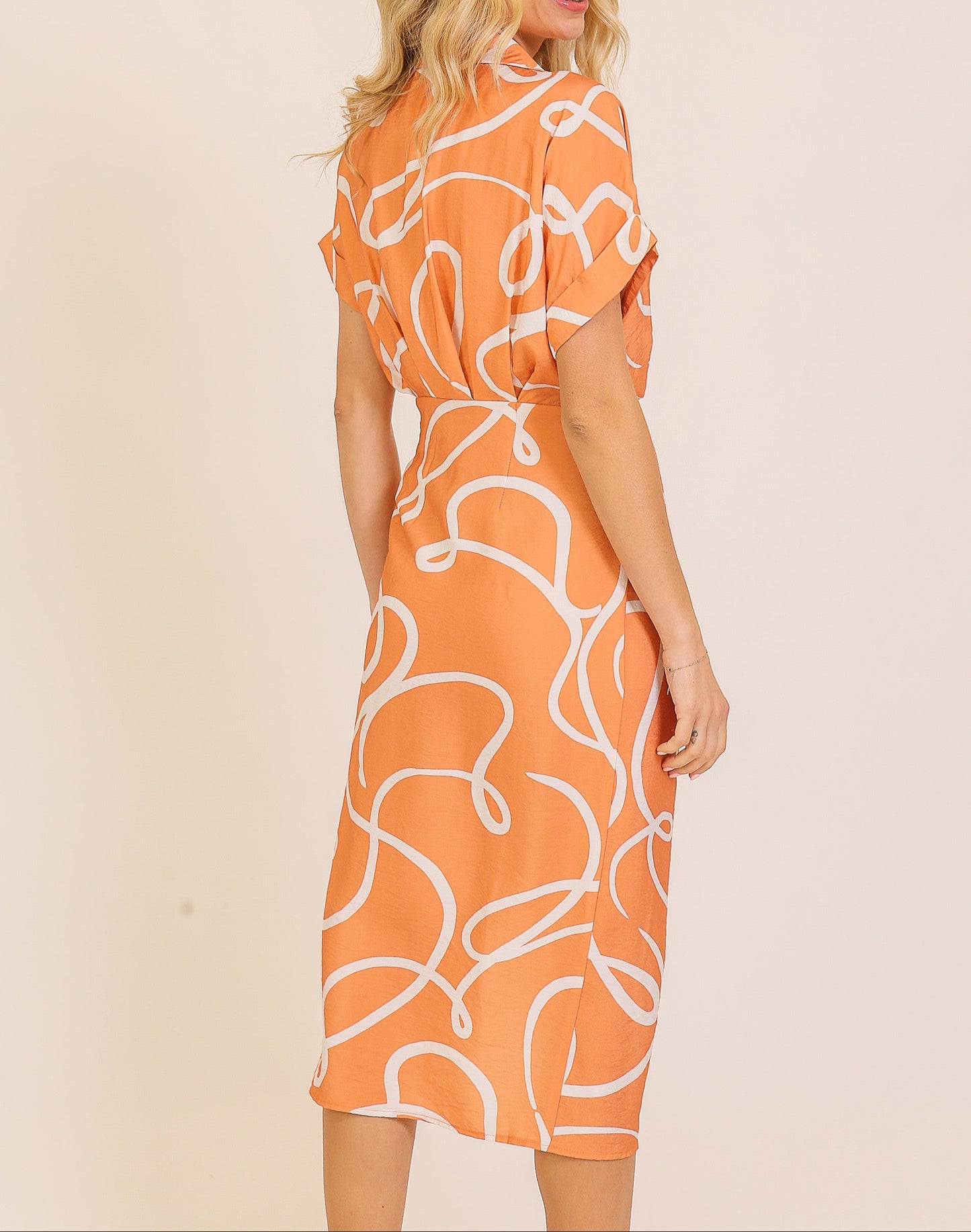 Women's Abstract Print Wrap Midi Dress - TIMMD9770D