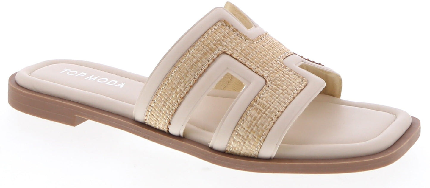 Women's Two Tone H-band Flat Sandal - ELIO18