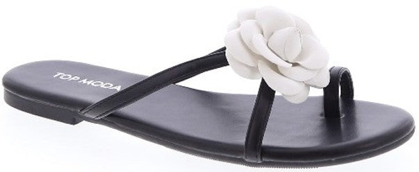 Women's Toe Ring Flower Slip On Slippers - GRACE9