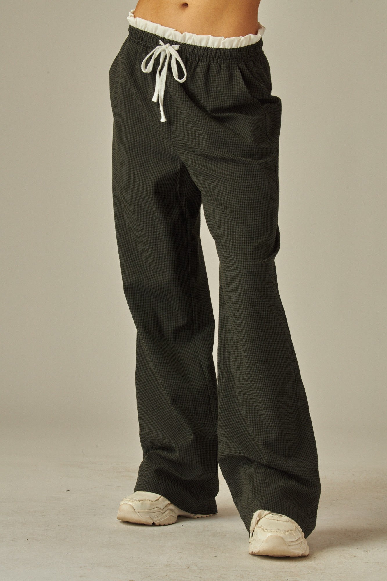 Women's Boxer Waist Gingham Pajama Pants With Pocket - LVPPJ200