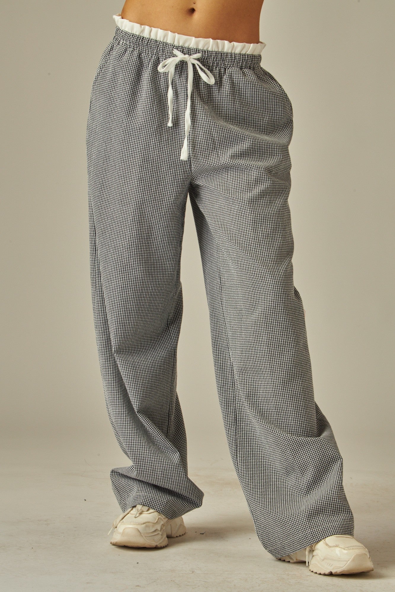 Women's Boxer Waist Gingham Pajama Pants With Pocket - LVPPJ200