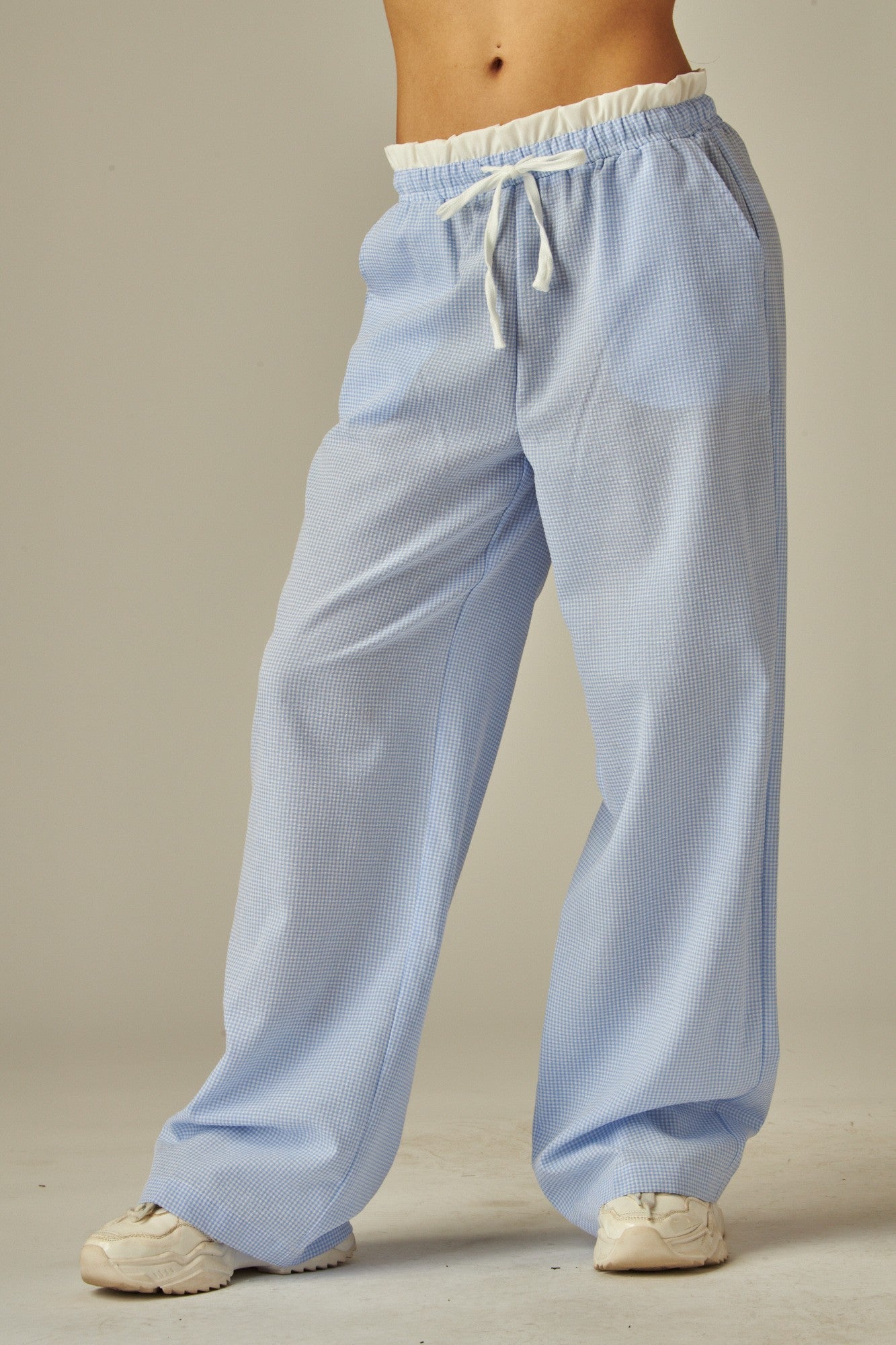 Women's Boxer Waist Gingham Pajama Pants With Pocket - LVPPJ200