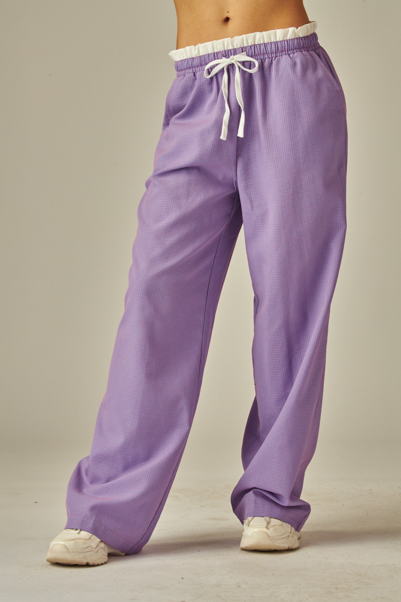Women's Boxer Waist Gingham Pajama Pants With Pocket - LVPPJ200