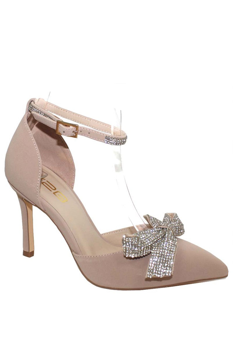 Women's Pointed Toe Heel with Rhinestone bow- BELEN2