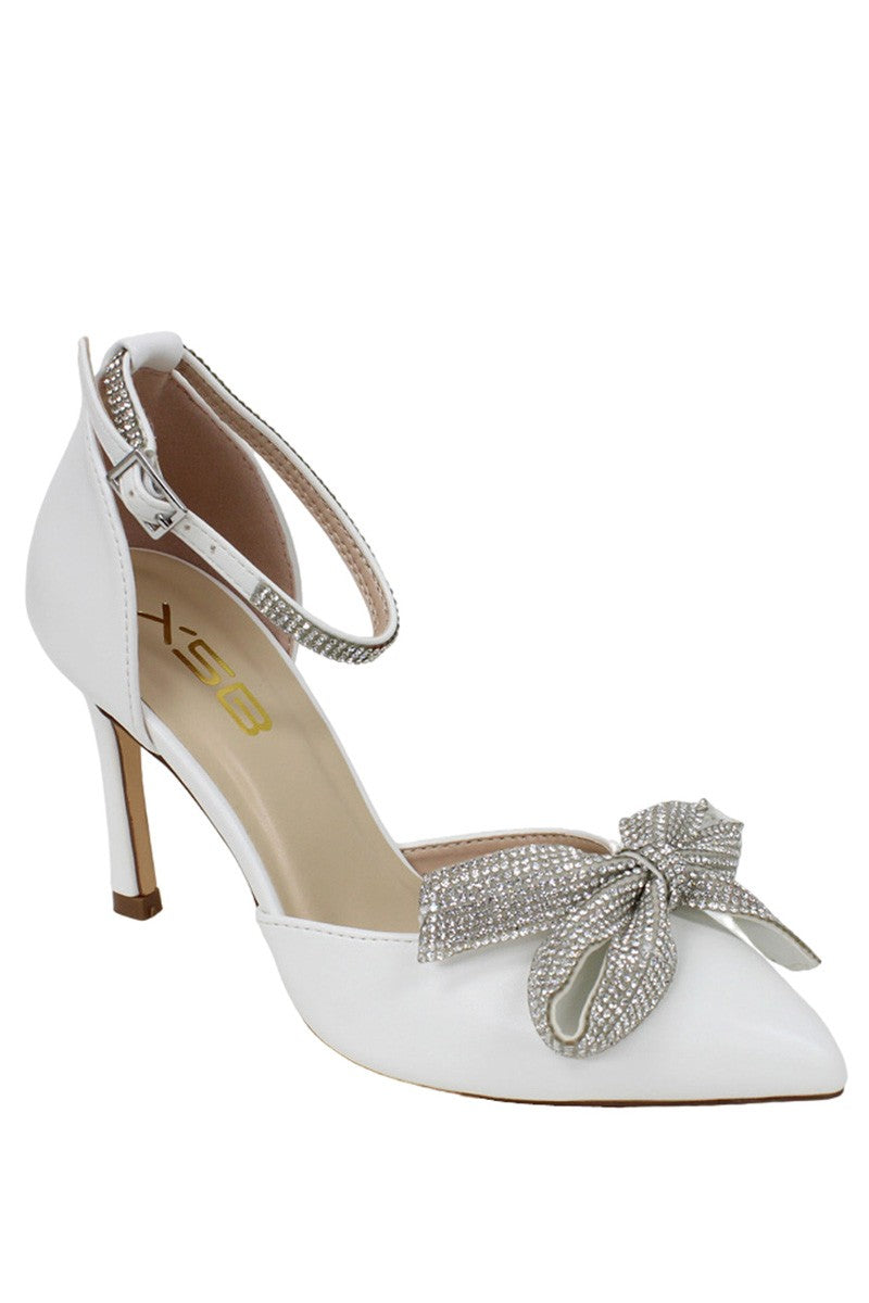 Women's Pointed Toe Heel with Rhinestone bow- BELEN2