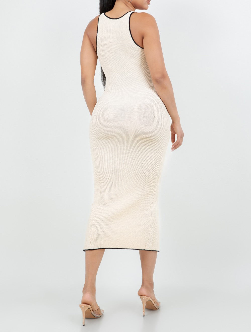 Women's Buttons Detail Office Sweater Midi Dress  - HER23404