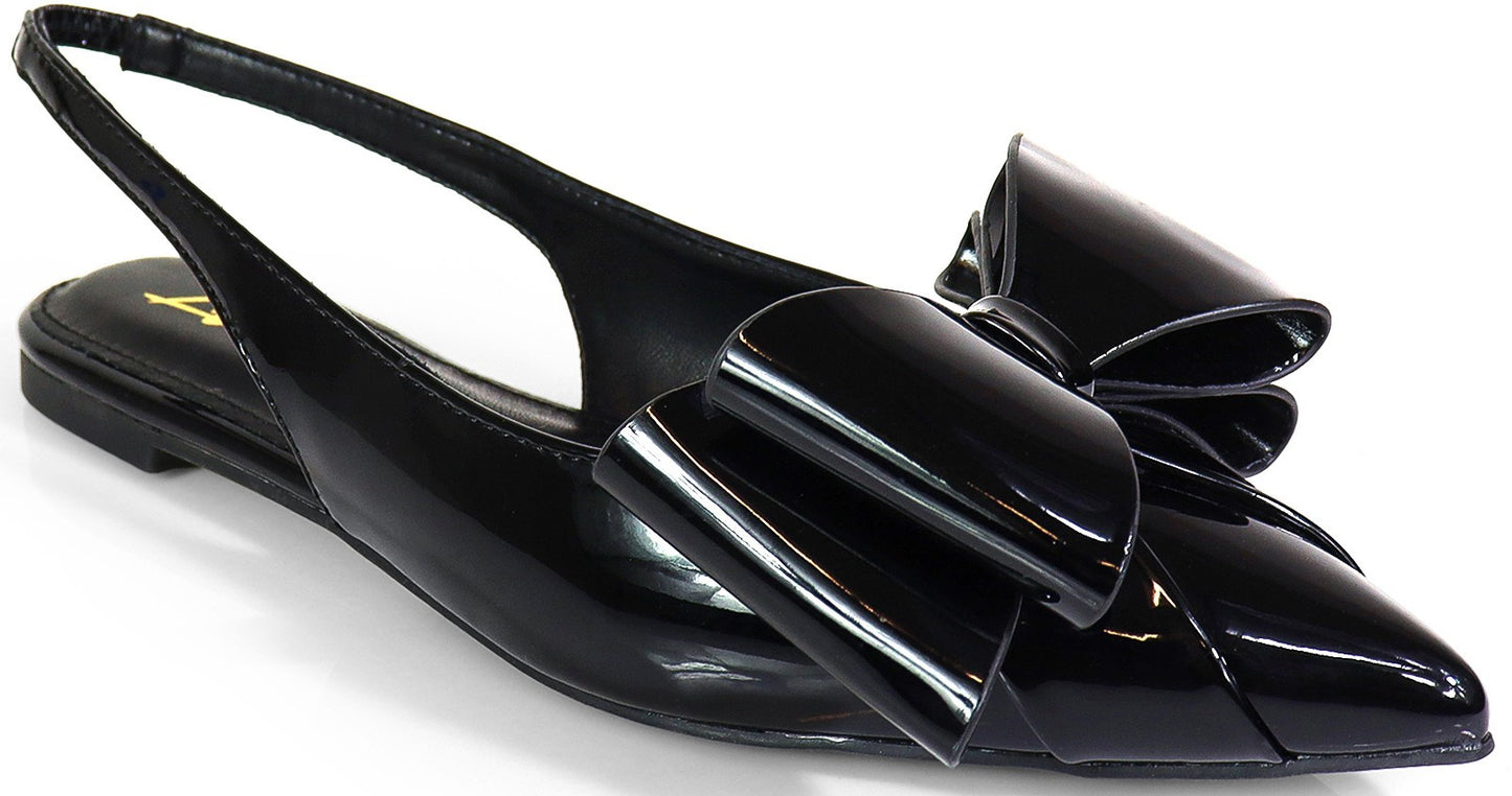 Women's Bowtie Pointy Toe Slingback Flats-IVY82
