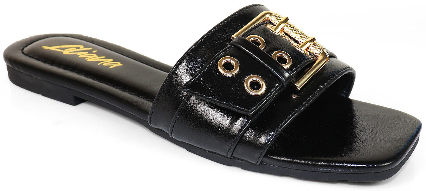Women's Buckled Toe Band Square Toe Slippers -KYRA2