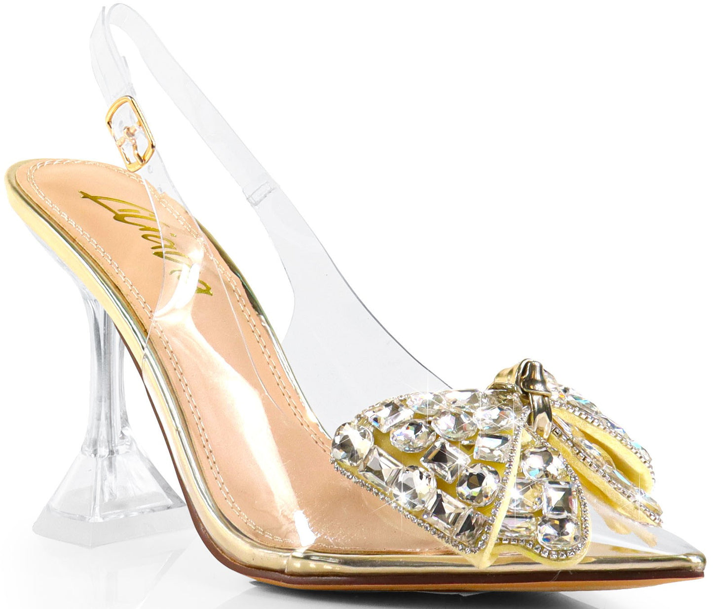 Women's Rhinestone Bowtie Clear Dress Shoes- QUARTZ2