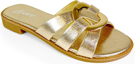 Women's Metallic Ring Flat Casual Sandal - MAY1