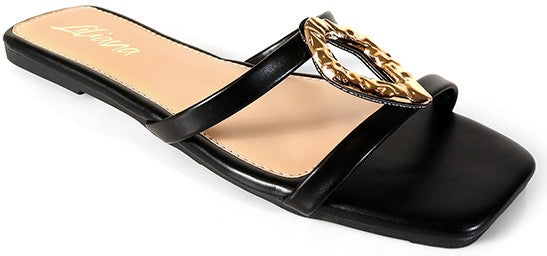 Women's Square Toe Slip On Casual Sandal- ELOWEN1