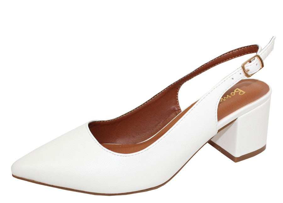 Women's Pointed-toe Sling Back Kitten Block Heels - MORE1