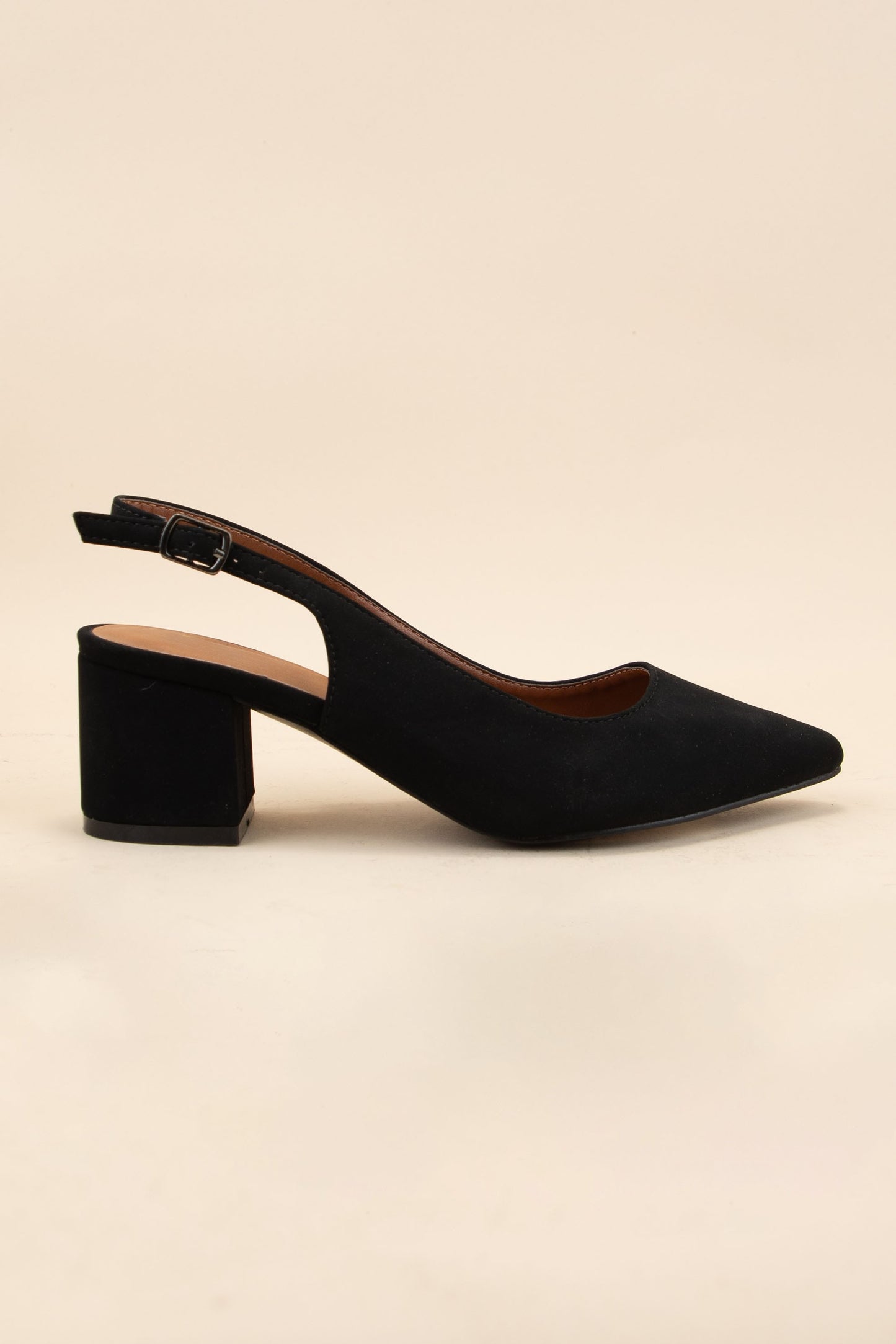 Women's Pointed-toe Sling Back Kitten Block Heels - MORE1