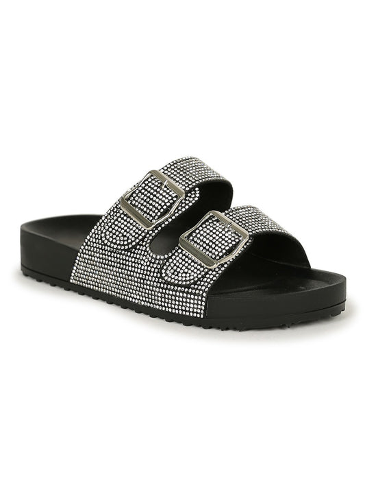 Women's Rhinestone Glitter Flatform Sandal - AHANA1
