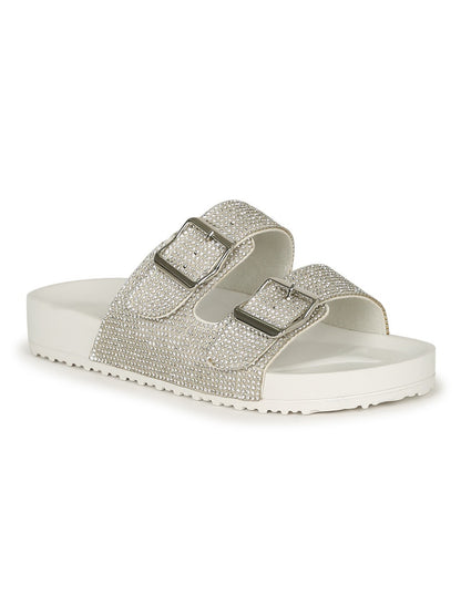 Women's Rhinestone Glitter Flatform Sandal - AHANA1