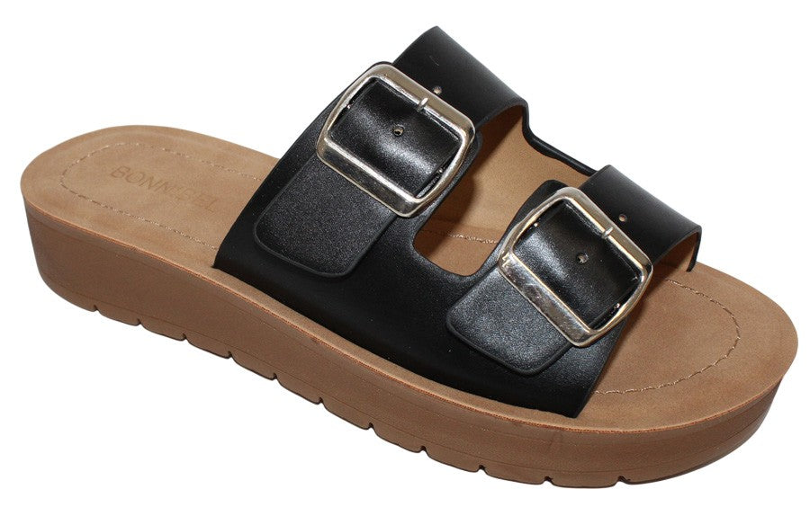 Women's  Buckled Dual Band Flat Slippers  - MARLEE8