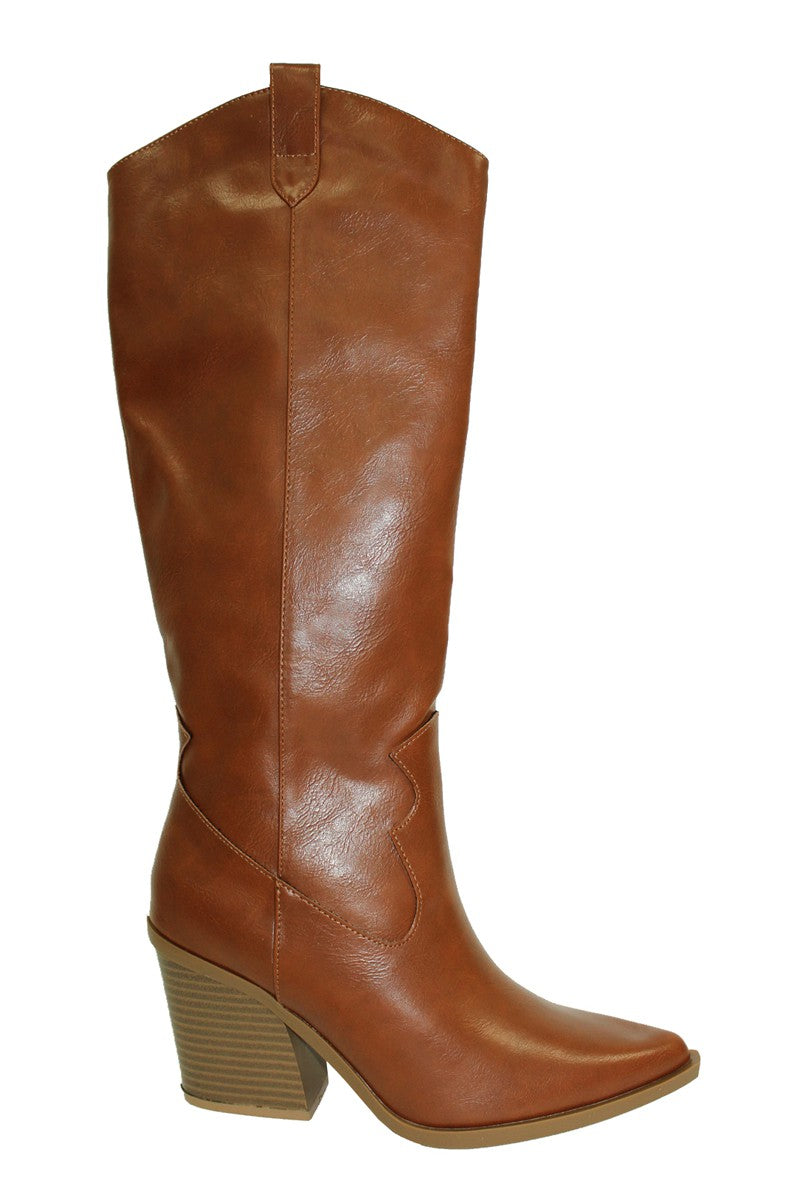 Women's Pointy Toe Chunky Western Boots- WEST1