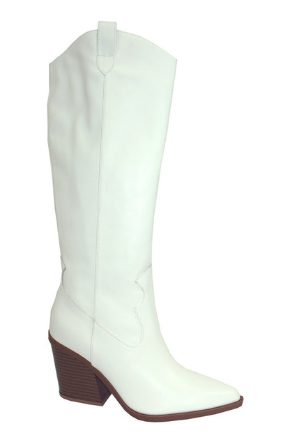 Women's Pointy Toe Chunky Western Boots- WEST1