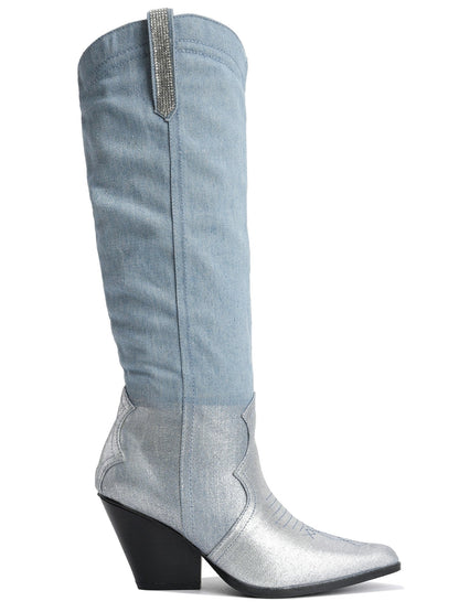 Women's Knee High Two Tone Western Boot- CASTINE