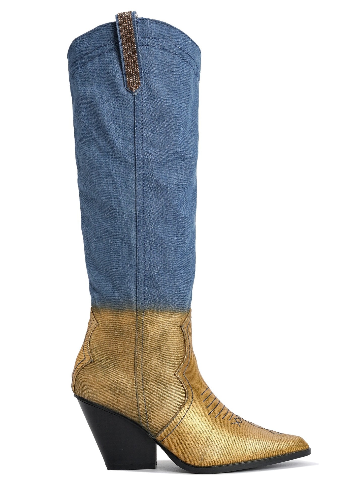 Women's Knee High Two Tone Western Boot- CASTINE