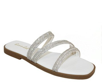 Women's  Rhinestone Square Toe Flat Sabdal- AMITA9