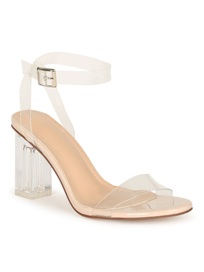 Women's Clear Toe Strap Lucite Heel- LAYY2
