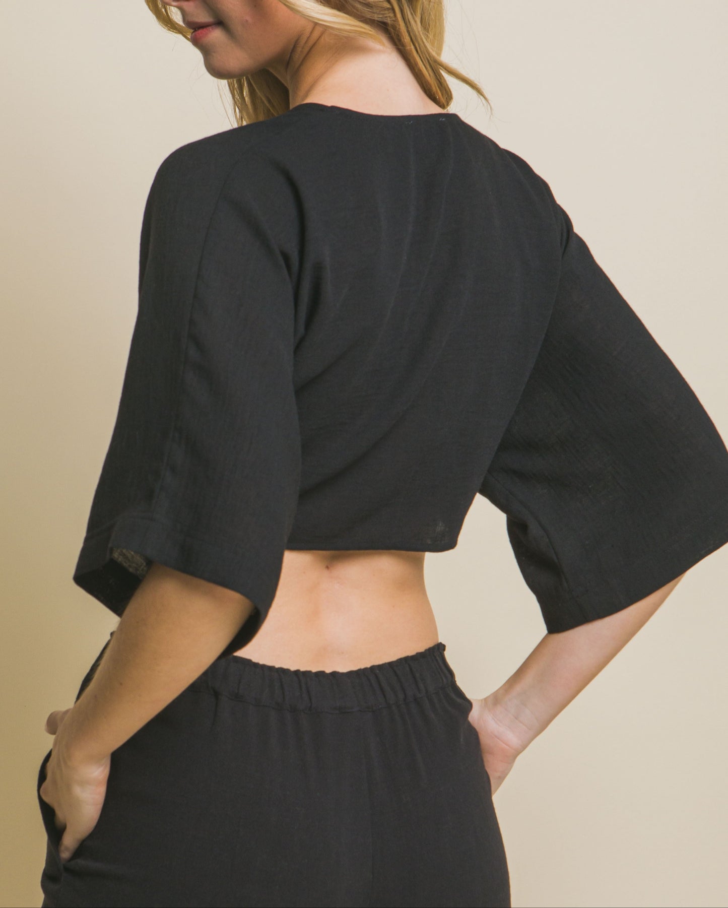 Women's Self- Tie Crop Top - LOV10255TN