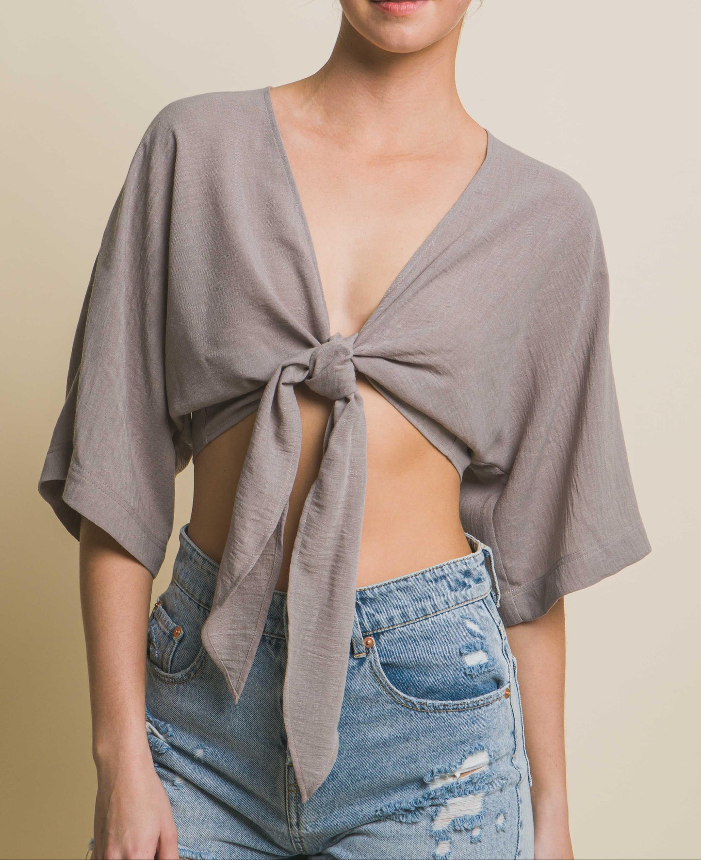Women's Self- Tie Crop Top - LOV10255TN