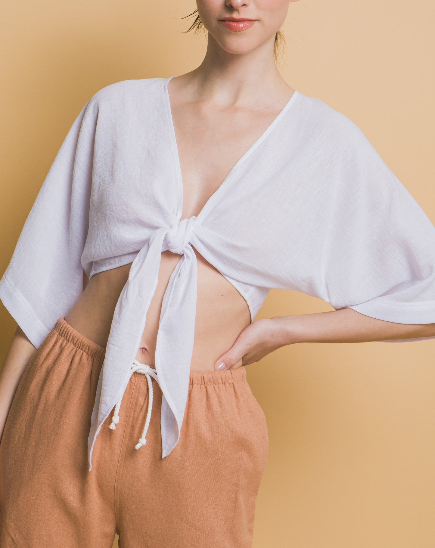 Women's Self- Tie Crop Top - LOV10255TN