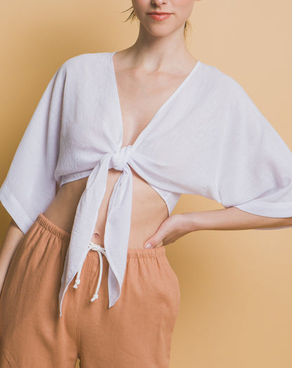 Women's Self- Tie Crop Top - LOV10255TN