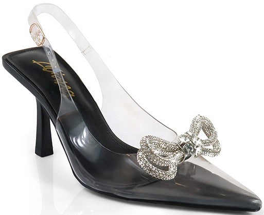 Women's Pointed Toe Heel with Rhinestone Bow- DOREEN2
