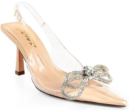 Women's Pointed Toe Heel with Rhinestone Bow- DOREEN2