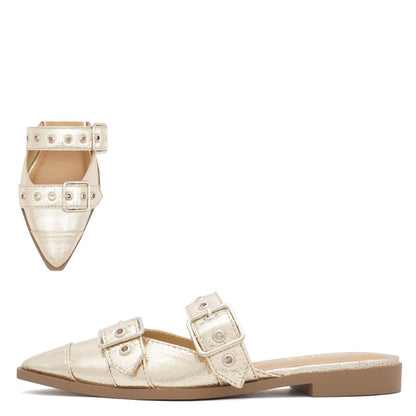 Women's Studded Buckle Strap Pointed Toe Heel - USUALS