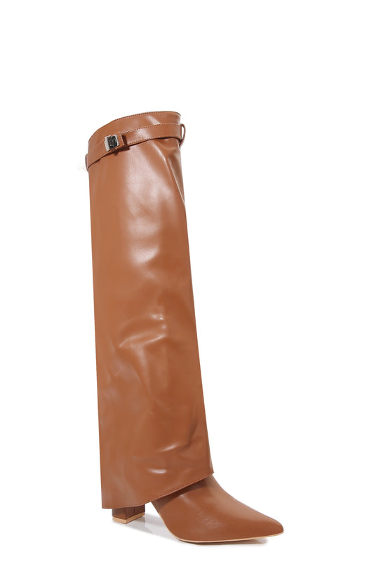 Women's Fold Down Chunky Knee High Boots - PAISLEE