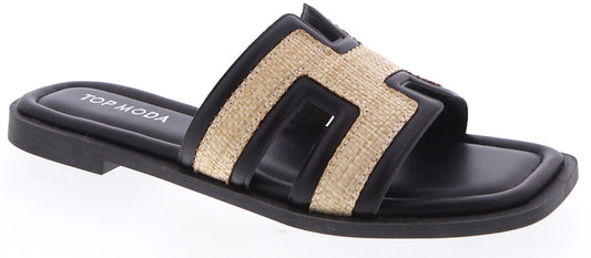 Women's Two Tone H-band Flat Sandal - ELIO18