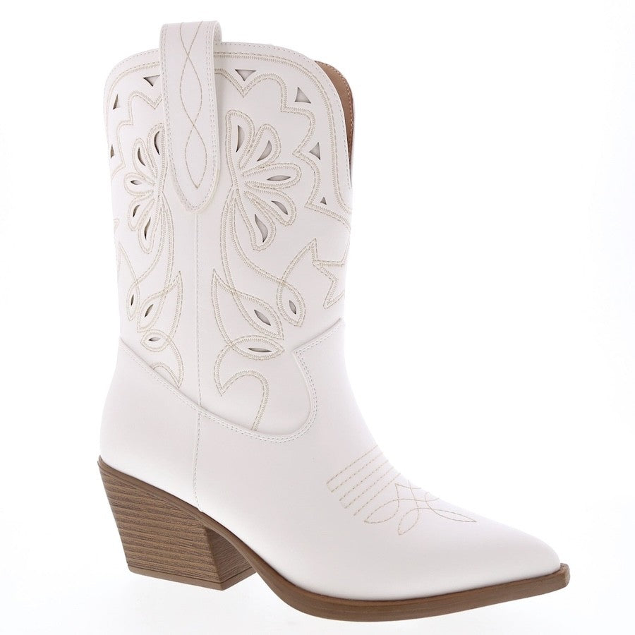 Women's Block Heel Western Ankle Boots- ELK46