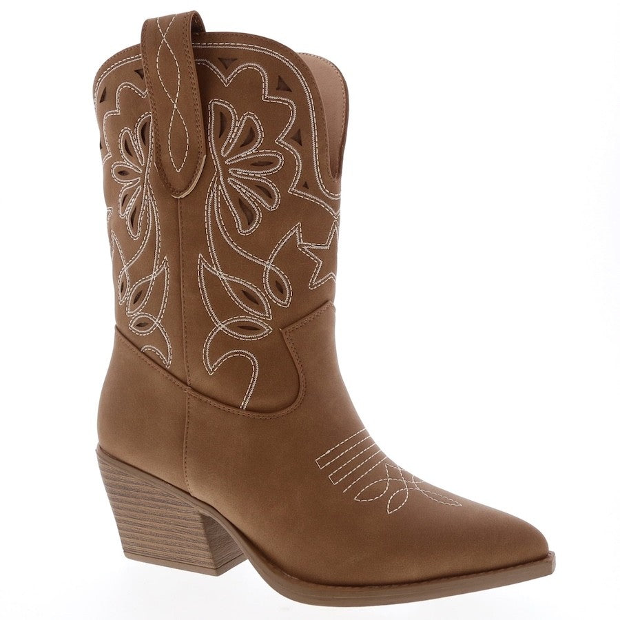 Women's Block Heel Western Ankle Boots- ELK46