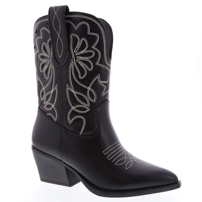 Women's Block Heel Western Ankle Boots- ELK46
