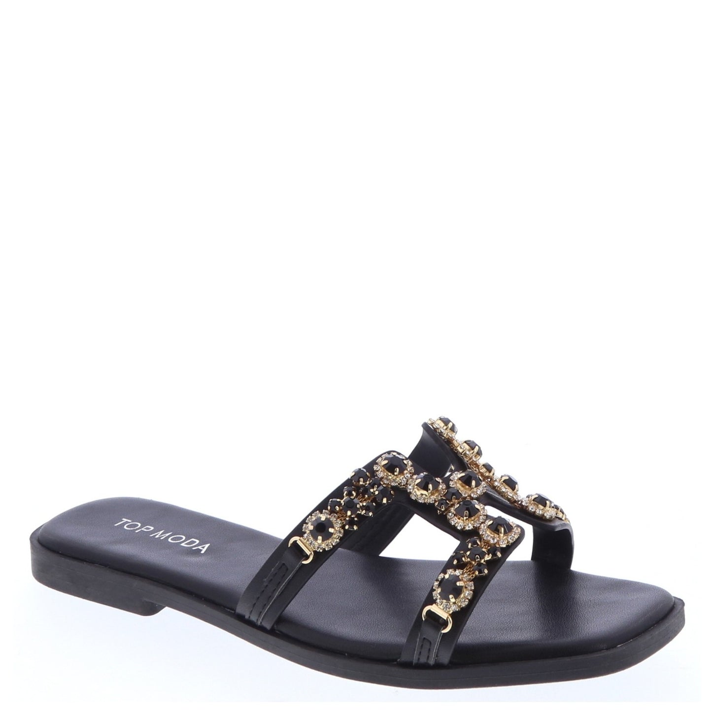 Women's Jewel Ornament H-cutout Flat Sandals - DUBAI1