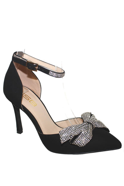 Women's Pointed Toe Heel with Rhinestone bow- BELEN2