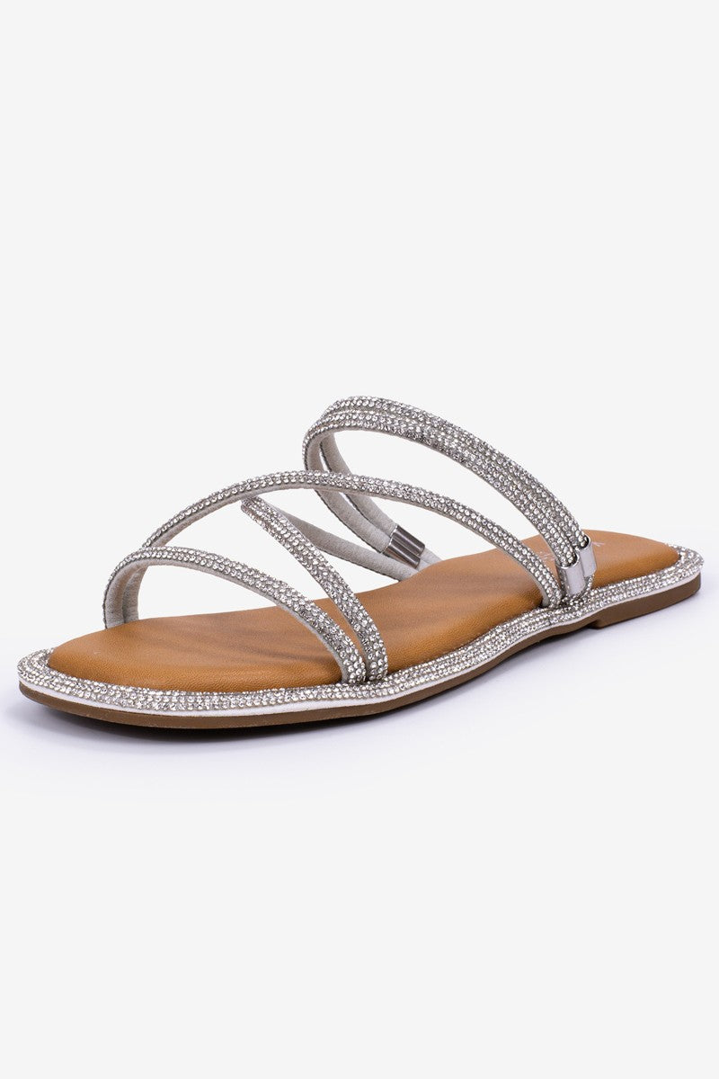 Women's Rhinestone Strap Sandal - JET5