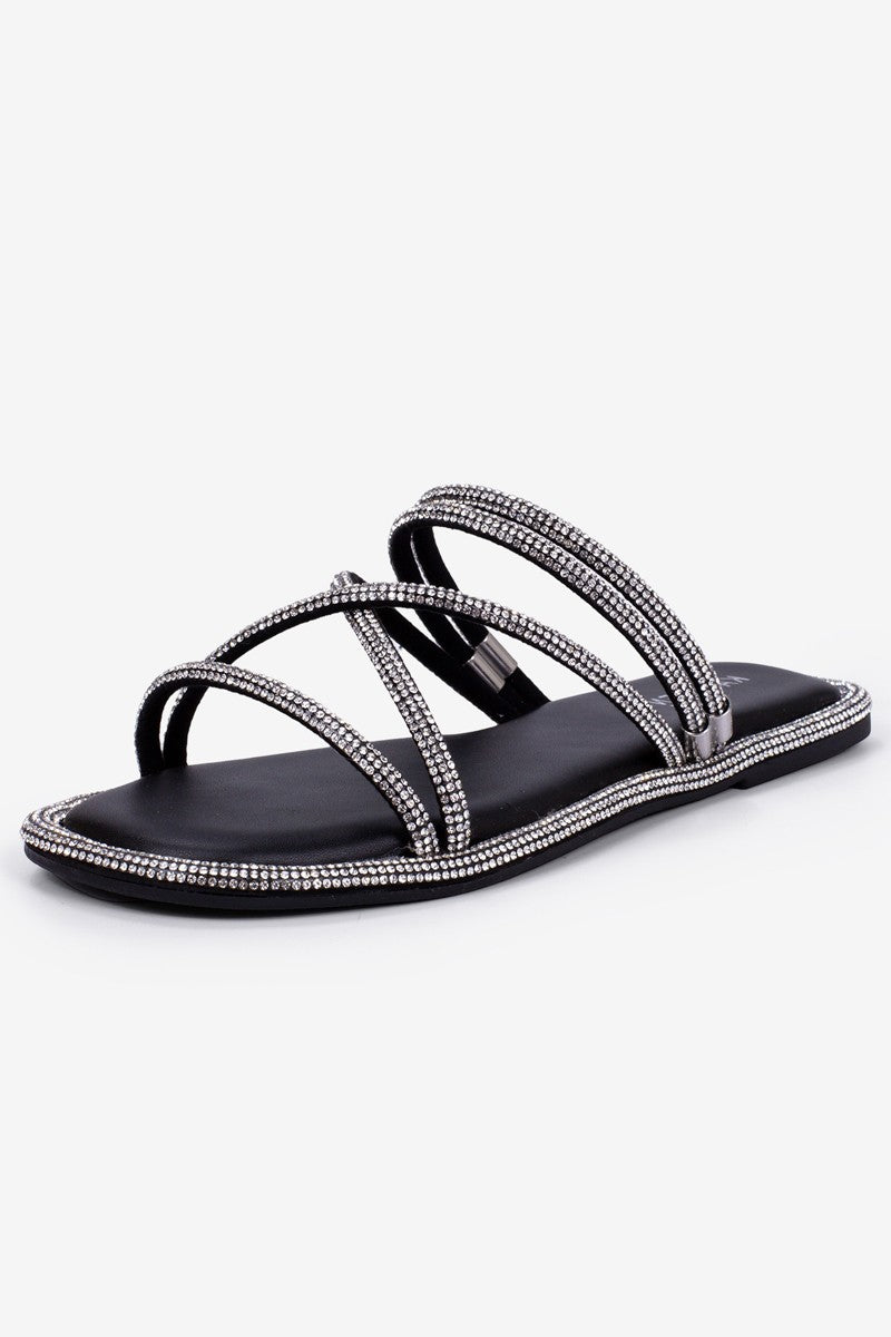 Women's Rhinestone Strap Sandal - JET5