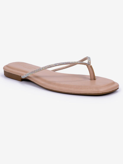 Women's Flat Thong Sandal with Rhinestone- KARLY9