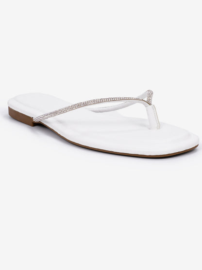 Women's Flat Thong Sandal with Rhinestone- KARLY9