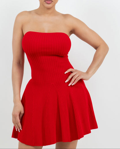 Women's Fit And Flare Tube Mini Dress - HER23364