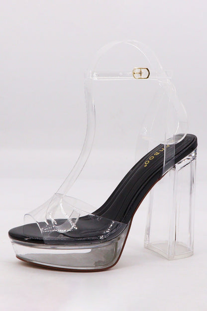 Women's Platform Clear High Heel - GLASS01