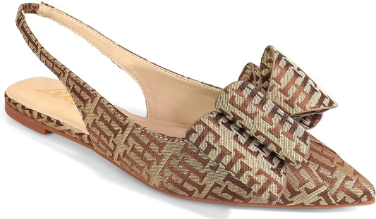 Women's Bowtie Pointy Toe Slingback Flats-IVY82