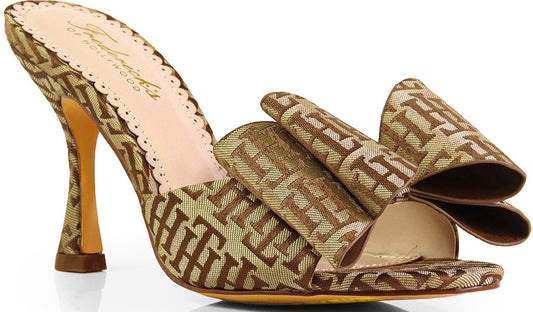 Women's Bowtie Pointy Toe High Heel Slides -NANA