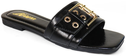 Women's Buckled Toe Band Square Toe Slippers -KYRA2