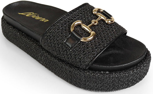Women's Raffia Platform Slippers  - CHRISTY3